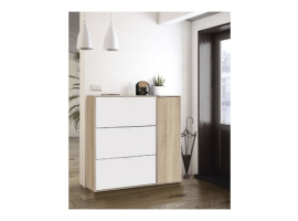 ÉTAGÈRE À CHAUSSURES CLASSE 4 PORTES BLANC/CHÊNE