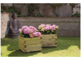 JARDINIÈRE CARRÉE EN BOIS SPIRO + GÉOTEXTILE