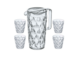 PICHET + 4 VERRES EN CRISTAL ACRYLIQUE
