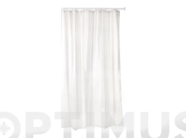 RIDEAU DE DOUCHE BLANC EN POLYESTER AVEC ANNEAUX