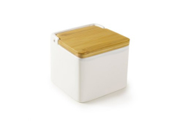 SALIÈRE CARRÉE EN CÉRAMIQUE + BAMBOU