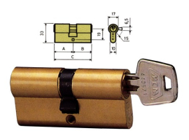 CYLINDRE EN LAITON ET CLÉ DENTELÉE