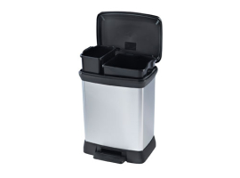 POUBELLE DUO MÉTAL DÉCORÉ ARGENT