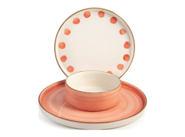 SET DE 3 ASSIETTES 1 SERVICE CÉRAMIQUE DÉCORÉE