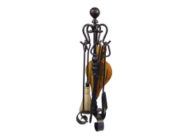 SET DE CHEMINÉE 5 PCS. BOULE EN FER FORGÉ