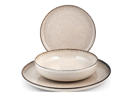 SERVICE DE TABLE 12 PIÈCES EN PORCELAINE PERLÉE