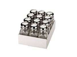 SALIÈRE EN ACIER INOXYDABLE ET EN VERRE