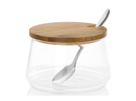 SUCRIER EN VERRE DE BAMBOU AVEC CUILLÈRE
