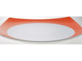 PLATEAU EN PORCELAINE ORANGE 30CM