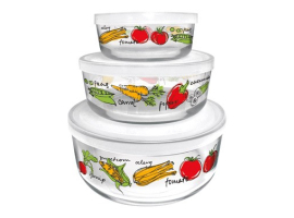 RÉCIPIENT EN VERRE AVEC COUVERCLE SET 3U