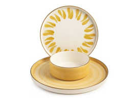 SET DE 3 ASSIETTES 1 SERVICE CÉRAMIQUE DÉCORÉE