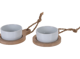 BOL AVEC BASE EN BOIS SET 2U