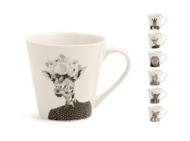 NOUVELLE TASSE À THÉ EN PORCELAINE OSSEUSE AVEC ANIMAUX (PRÉSENTOIR)