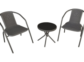 POLYPROPYLÈNE ACIER FAUTEUIL 2 PCS + TABLE BASSE Ø45 CM