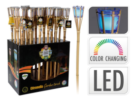TORCHE EN BAMBOU AVEC LED INTERCHANGEABLE