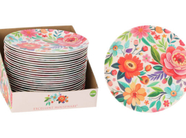 ASSIETTE EN MÉLAMINE DÉCORÉE FLEUR (PRÉSENTOIR)
