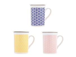 TASSE À INFUSION EN PORCELAINE AVEC FILTRE ET COUVERCLE