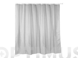 RIDEAU DE DOUCHE BLANC EN POLYESTER AVEC ANNEAUX