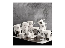 MUG NEUF EN PORCELAINE OSSEUSE ANIMAUX (PRÉSENTOIR)