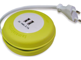 ENROULEUR DE CÂBLE À ROULEAUX 2USB